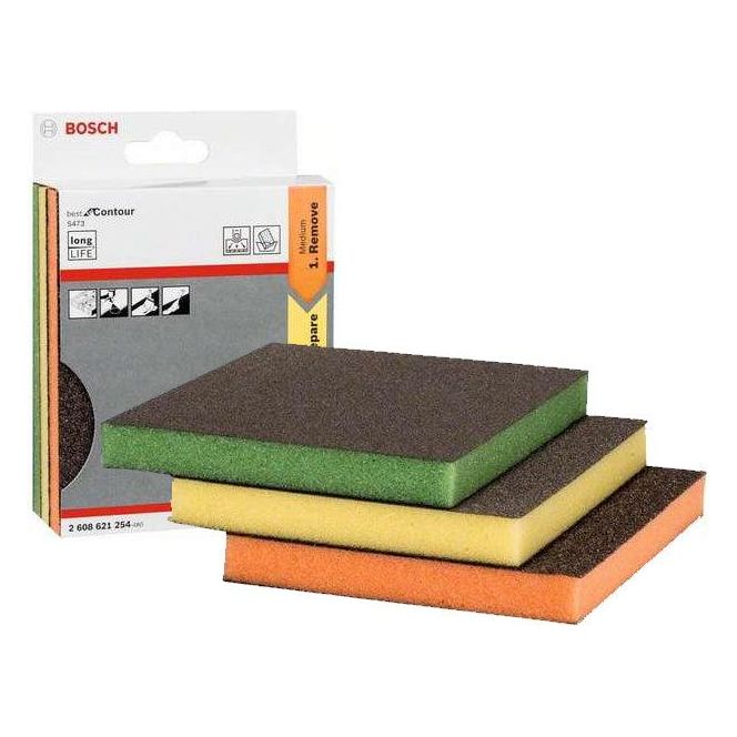 Bosch S473 3pcs Abrasive Sanding Pad / Foam Set (Contour) | Bosch by KHM Megatools Corp.