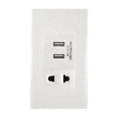 Omni WP3-WUSB/WU USB Charger Outlet and Universal Outlet in White Plate 16A (Wide Series) | Omni by KHM Megatools Corp.