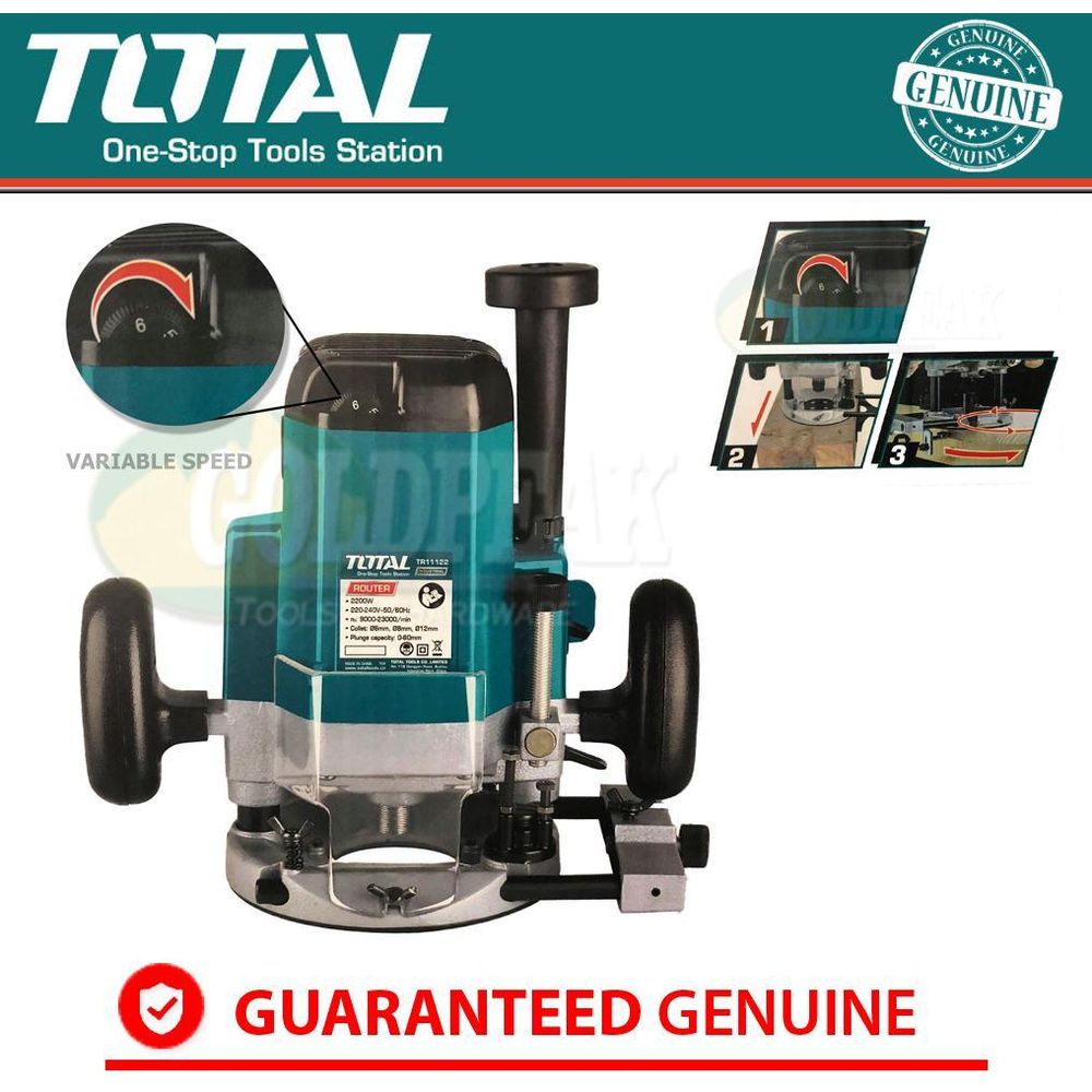 Total TR11122 Plunge Router (Variable Speed) - Goldpeak Tools PH Total