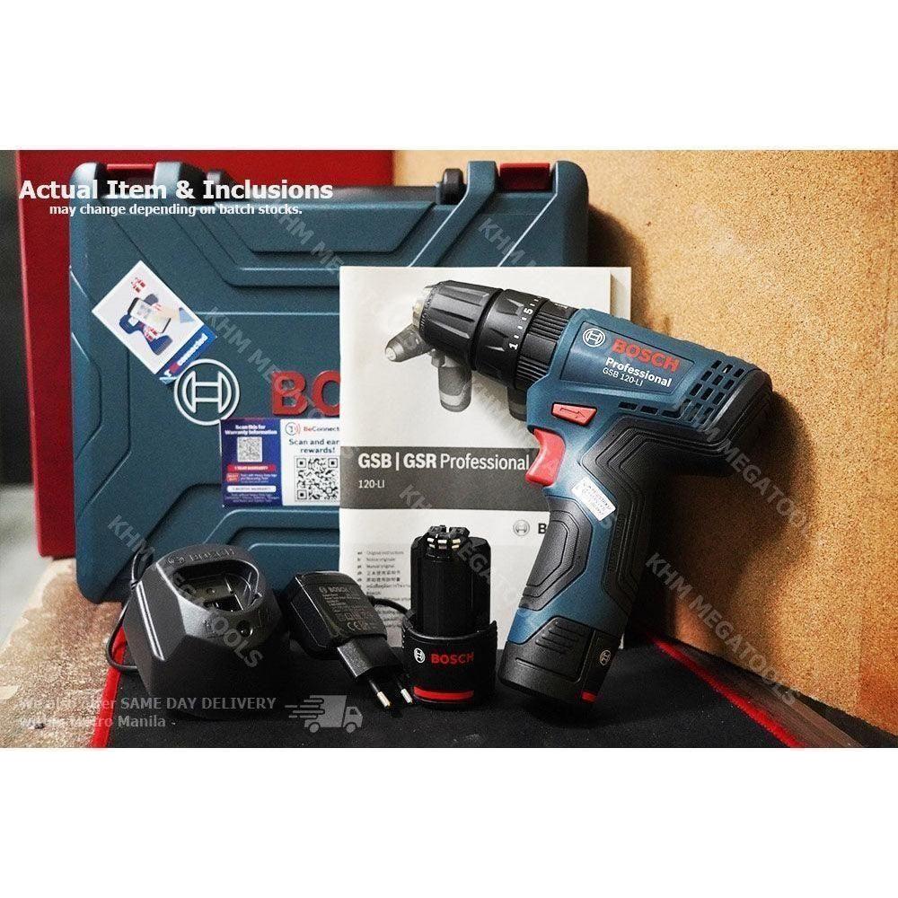 Bosch GSB 120 LI Cordless Impact Drill - Driver 10mm (3/8") 12V [Contractor's Choice] [Kit[ - KHM Megatools Corp.