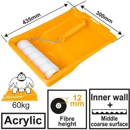 Ingco HKTCB032301 3 in 1 Cylinder Brush Paint Roller with Tray Set 9" (Acyrlic) - KHM Megatools Corp.