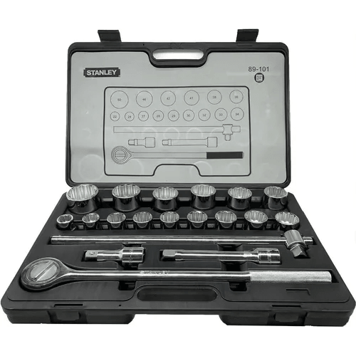 Stanley 89-101 3/4" Drive Socket Wrench Set 19pcs (22-50mm) 12pts - KHM Megatools Corp.
