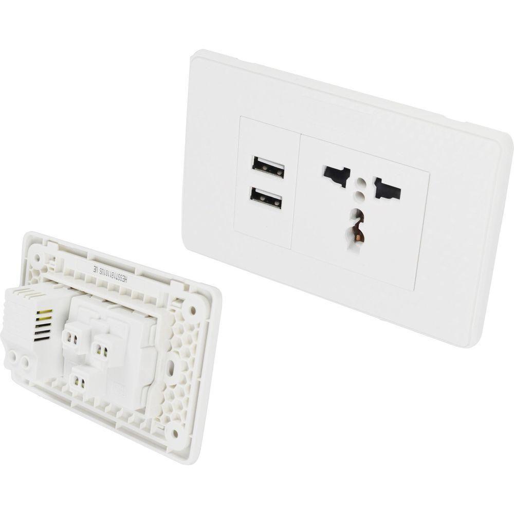 Ingco HESST181101US Universal Electric Socket 1 Gang 2 USB Ports 16A 250V _H - KHM Megatools Corp.