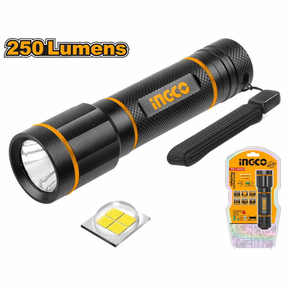 Ingco HFL013AAA58 Flashlight 250 lumens - KHM Megatools Corp.