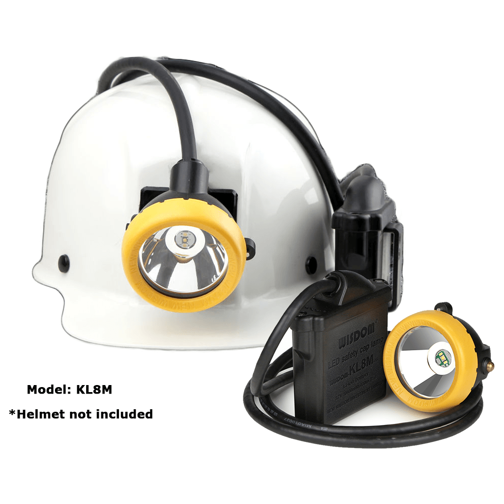 Wisdom KL8M Miner's LED Cap Corded Mining Lamp / Head Light (with NWB 20 Charger)