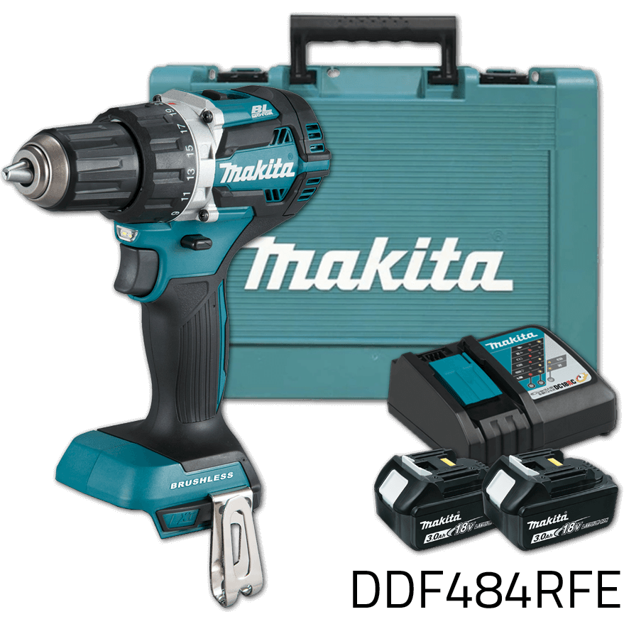 Makita DDF484RFE 18V Cordless Brushless Drill Driver (LXTSeries)