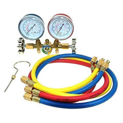 Asian First Brand CT-536G Brass Manifold Gauge For R-12 With Sight Glass & 36" Hose - Goldpeak Tools PH Asian First