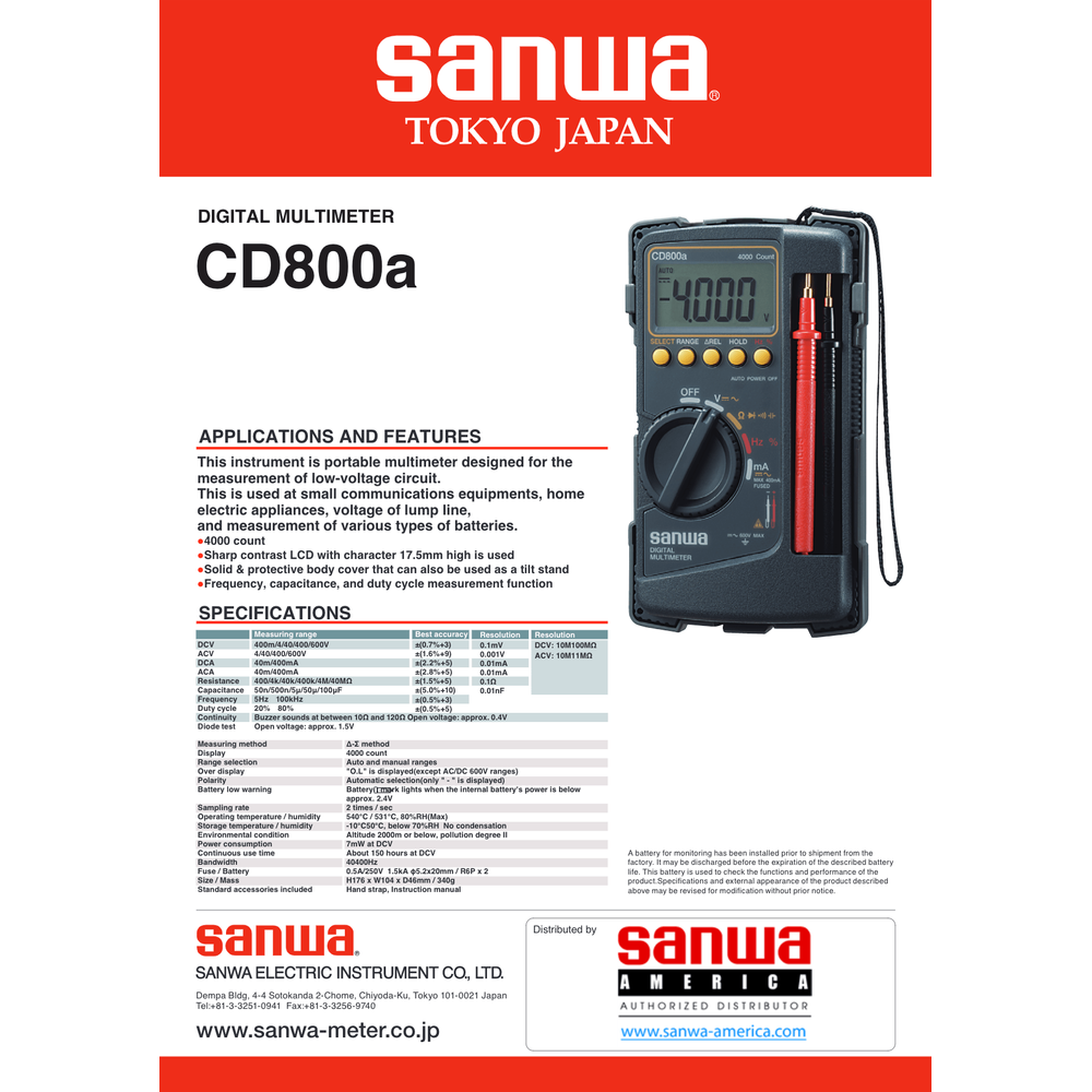 Sanwa CD800A Digital Multi Tester