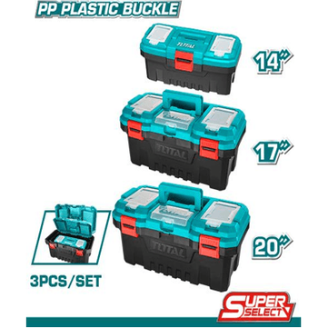 Total TPBXK0031 3 Pcs Plastic Tool Boxes Set