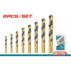 Total TACSD0801 8pcs HSS Twist Drill Bit Set