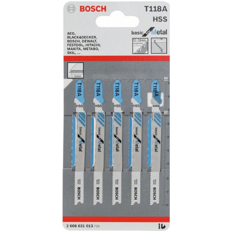 Bosch T118A Jigsaw Blade (Straight Cut 1.5-3mm) Basic for Metal [2608631013] - KHM Megatools Corp.