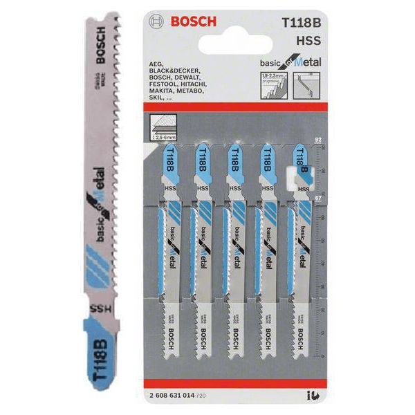 Bosch T118B Jigsaw Blade (Straight Cut 3-6mm) Basic for Metal [2608631014] - KHM Megatools Corp.