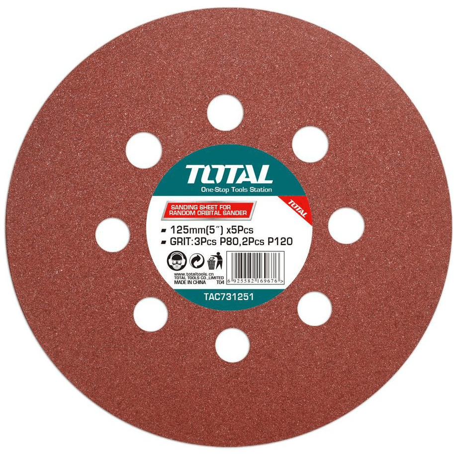 Total TAC731251 Velcro Sanding Disc 5" (5pcs) | Total by KHM Megatools Corp.