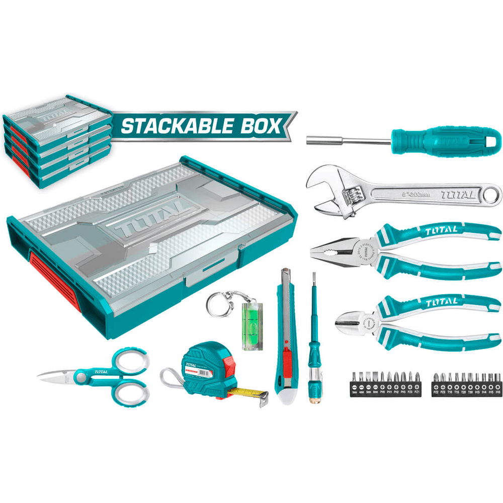 Total THKTV02H291 29pcs Hand Tools Set with Stackable Tool Box | Total by KHM Megatools Corp.