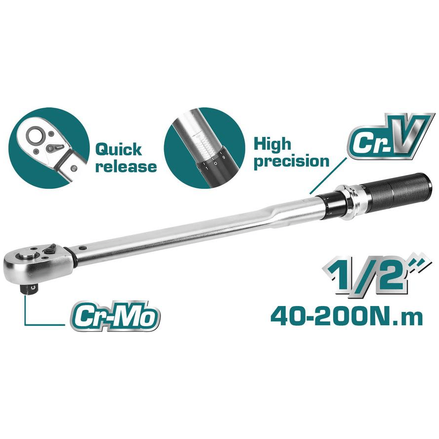 Total THPTW200N2 Torque Wrench 1/2" Drive 40-200Nm | Total by KHM Megatools Corp.