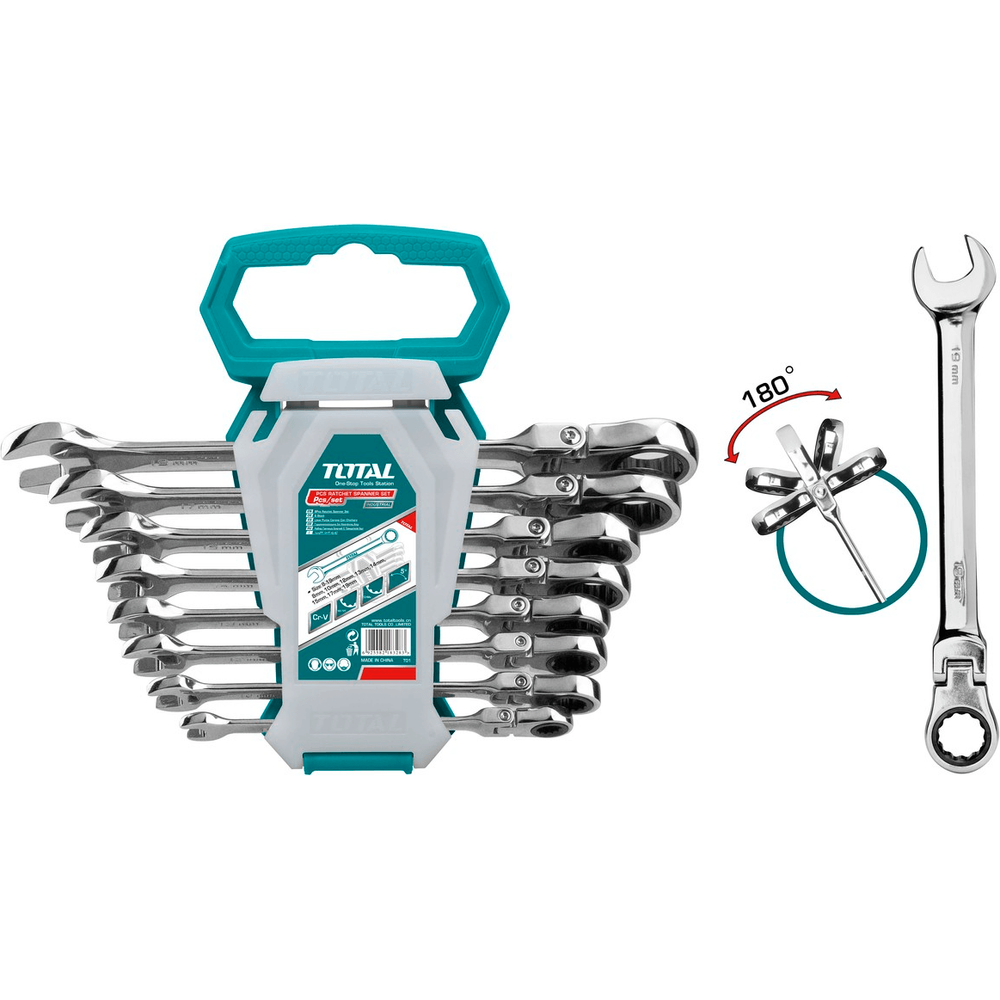 Total THT102RK586 Flexible Ratcheting Combination Wrench Set | Total by KHM Megatools Corp.