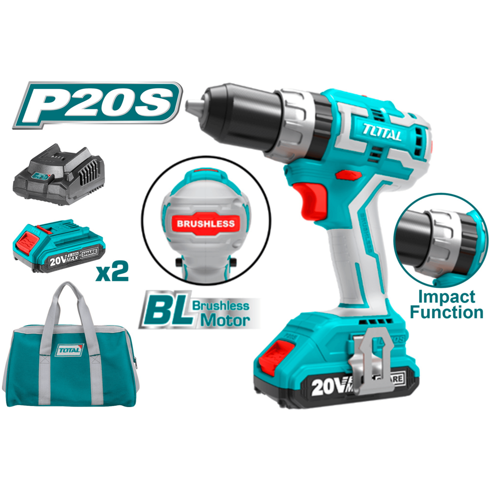 Total TIDLI20608 20V Cordless Brushless Hammer Drill / Impact Drill - KHM Megatools Corp. Main image