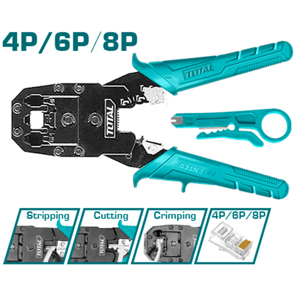 Total TMPC4468P Modular Plug Crimper Plier 8" - KHM Megatools Corp.