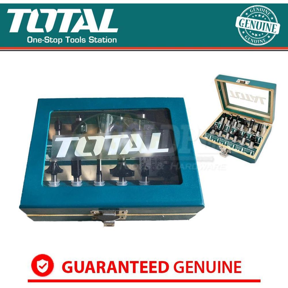 Total TACSR021 Router Bit Set 6mm Shank (12pcs) - Goldpeak Tools PH Total