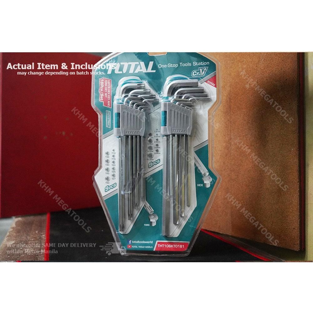 Total THT106KT0181 18pcs Hex & Torch Allen Wrench Key Set - KHM Megatools Corp.