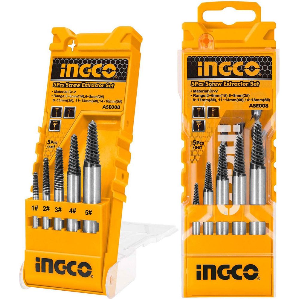 Ingco ASE008 5pcs Screw Extractor Set