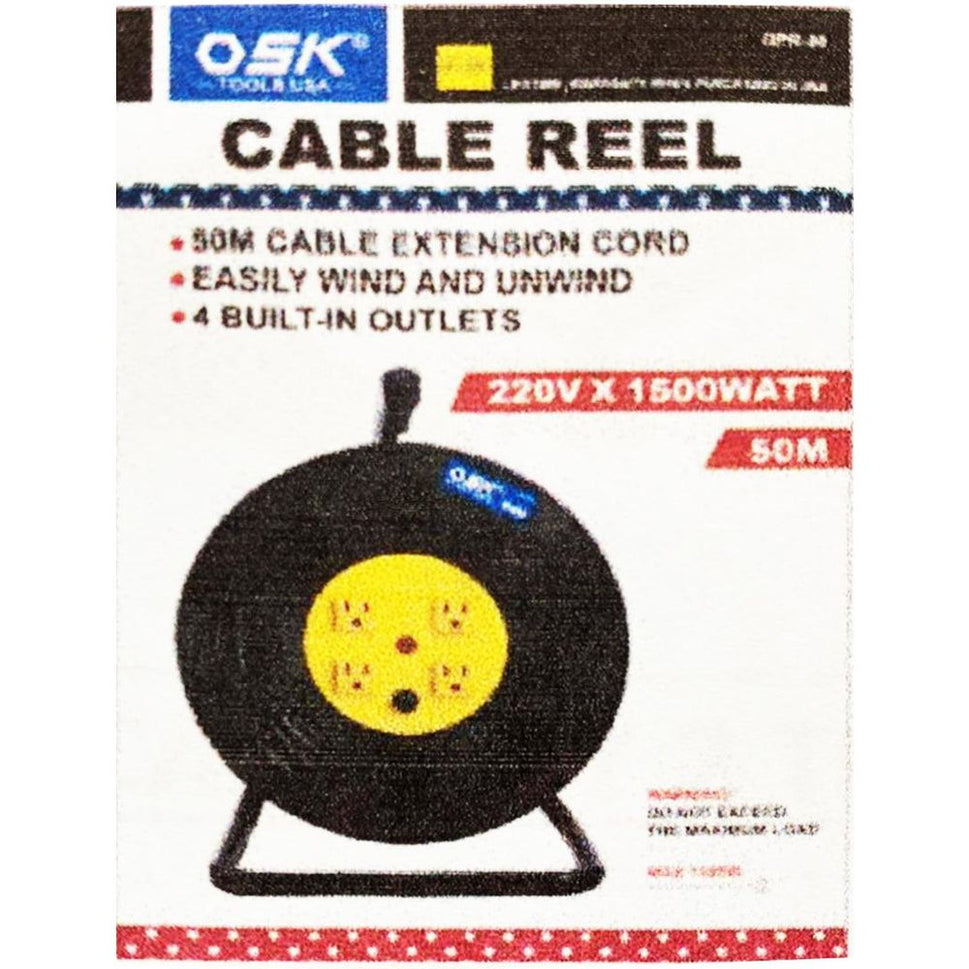 OSK GPR-50 Extension Cord Cable Reel 50 meters (4 Outlets)