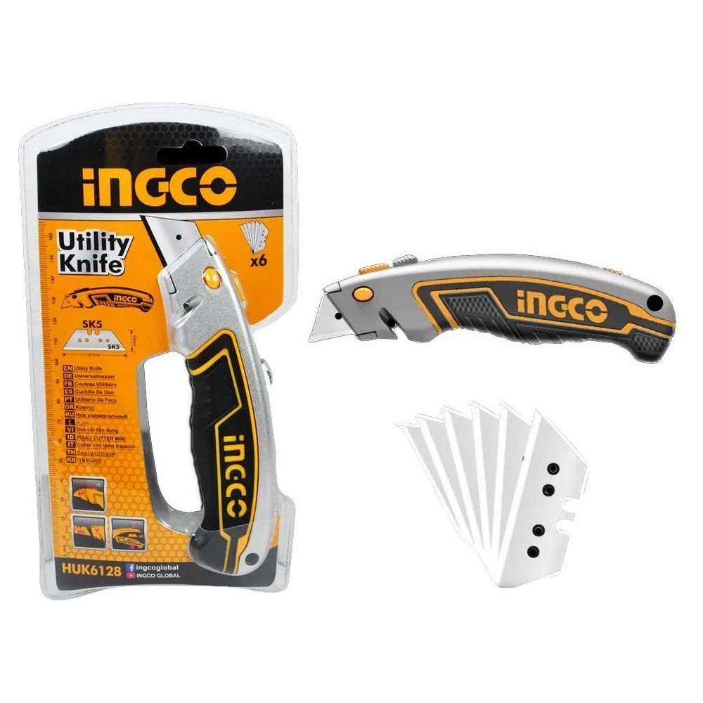 Ingco HUK6128 Utility Cutter Knife (+6 Blades)