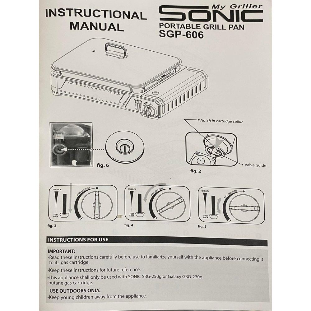 Sonic SGP-606 My Griller Portable Grill Pan (Ihawan) [Butane Powered] - KHM Megatools Corp.