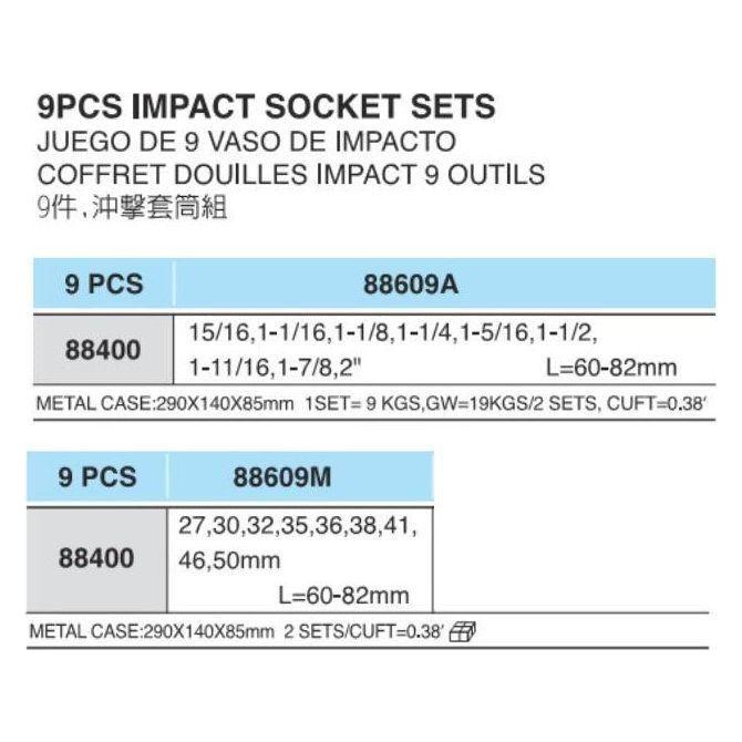 Hans 88609 1" Drive Impact Socket Wrench Set Secondary image