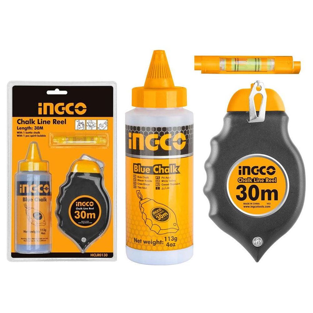 Ingco HCLR0130 Chalk Line Level Reel Set