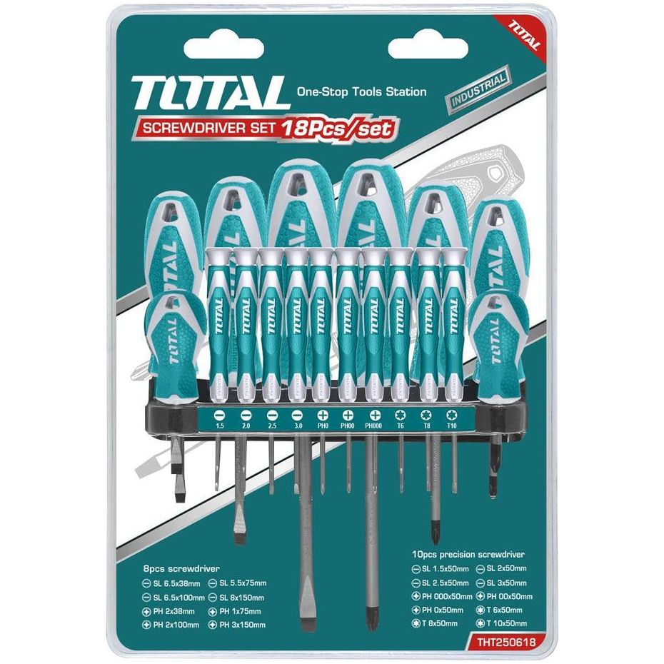 Total THT250618 18pcs Standard & Precision Screwdriver Set | Total by KHM Megatools Corp.