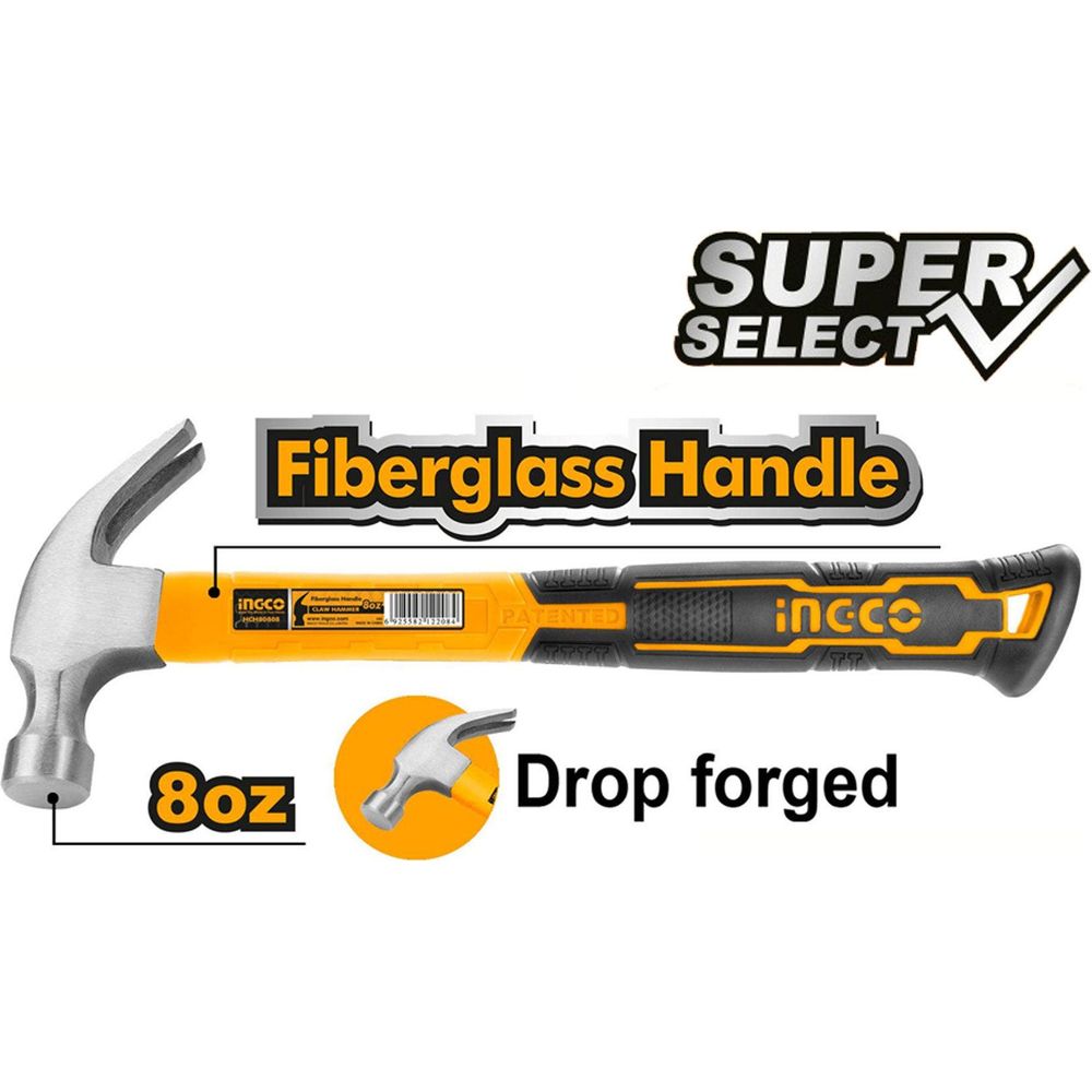 Ingco HCHS8008 Claw Hammer 8oz [SS]