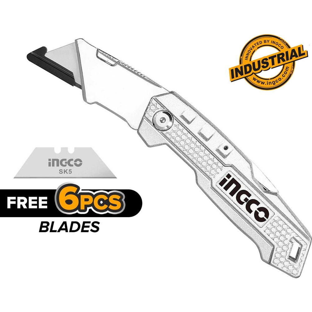 Ingco HUK6138 Folding Cutter Knife (+5 blades) - KHM Megatools Corp.