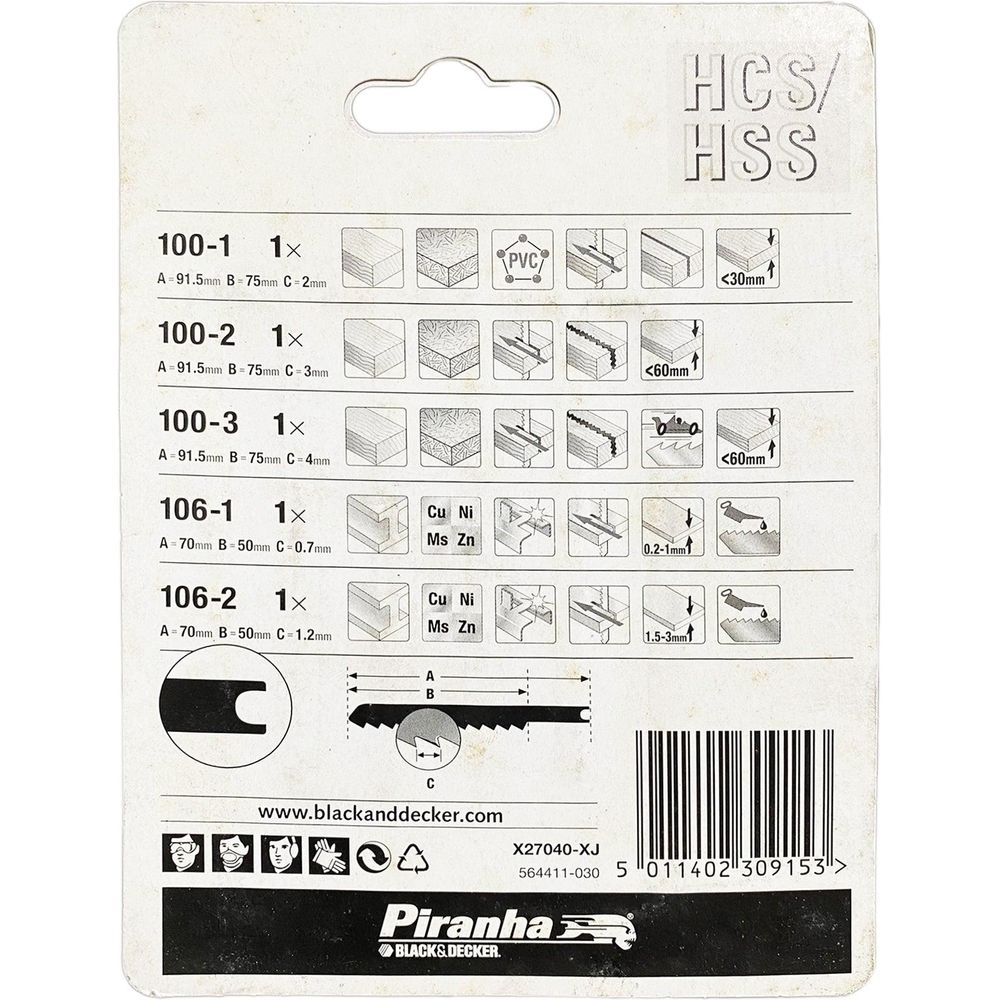 Black & Decker X27040 Jigsaw Blades Set (Piranha) - KHM Megatools Corp.