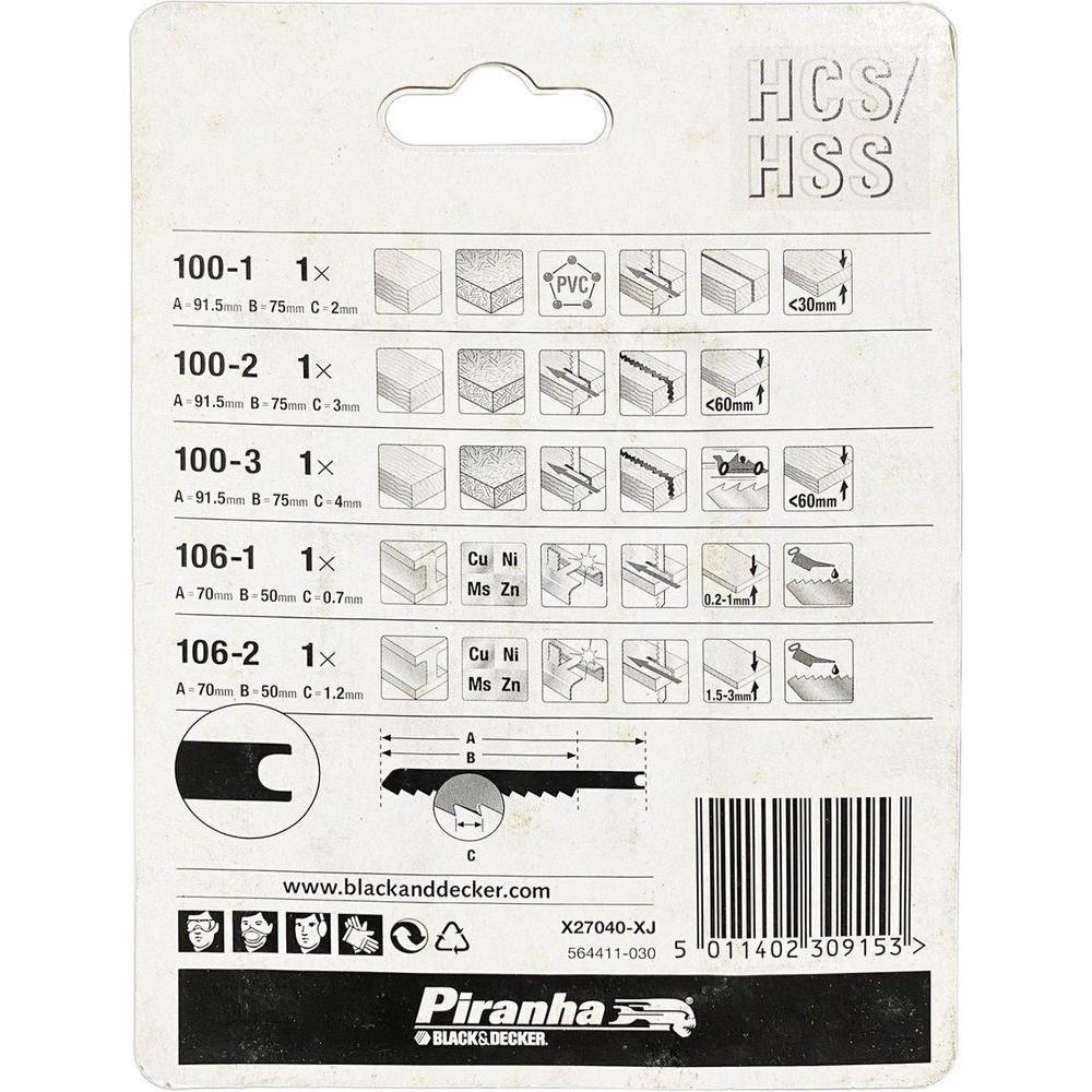Black & Decker X27040 Jigsaw Blades Set (Piranha)