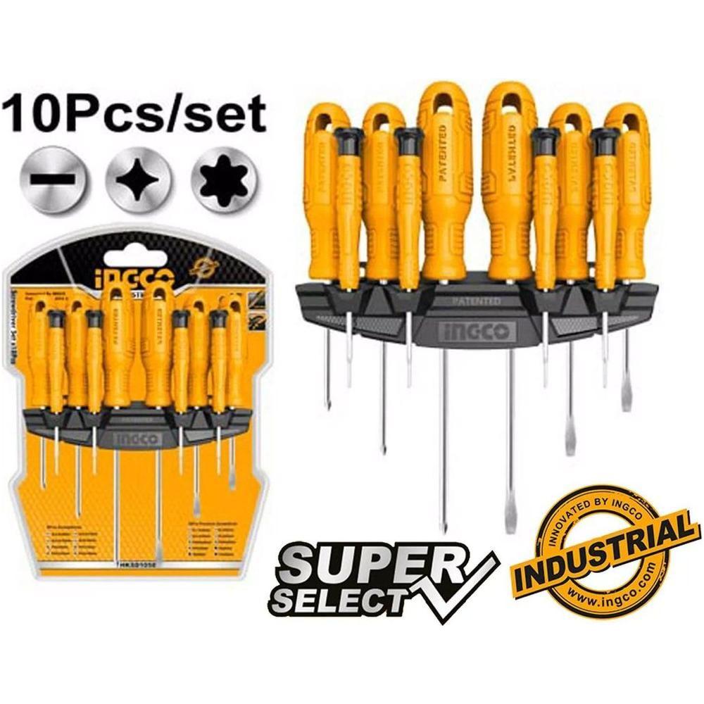 Ingco HKSD1058 10pcs Screwdriver & Precision Screwdriver Set (SS)