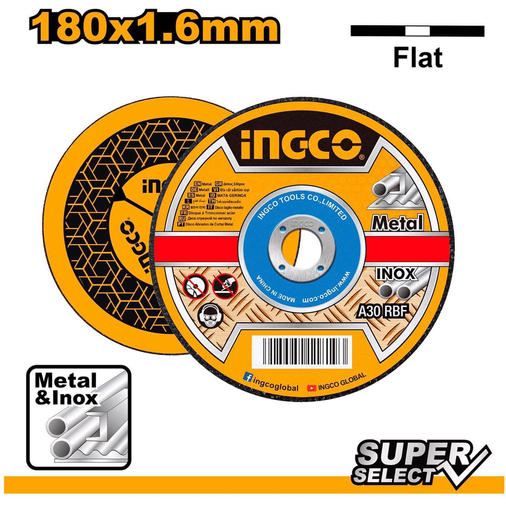 Ingco MCD161801 Cut Off Wheel 7" for Metal (180 x 1.6mm)