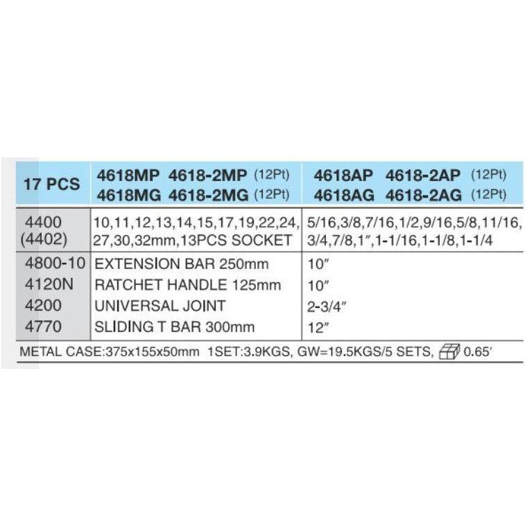 Hans 4618 1/2" Drive 17pcs Socket Wrench Set | Hans by KHM Megatools Corp.