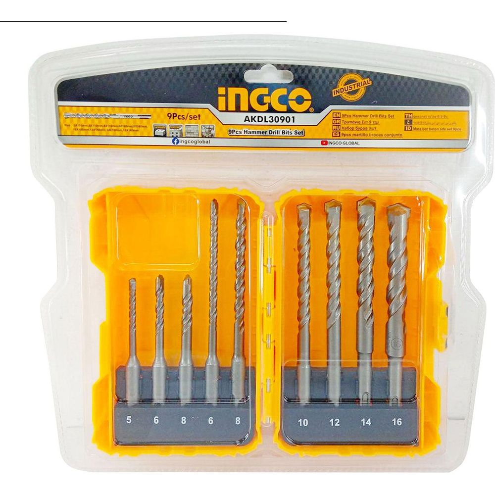Ingco AKDL30901 9pcs SDS-plus Drill Bit Set