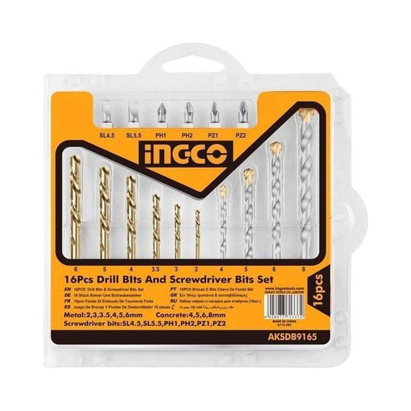 Ingco AKSDB9165 16pcs Drill Bits Set Screwdriver Bit Set