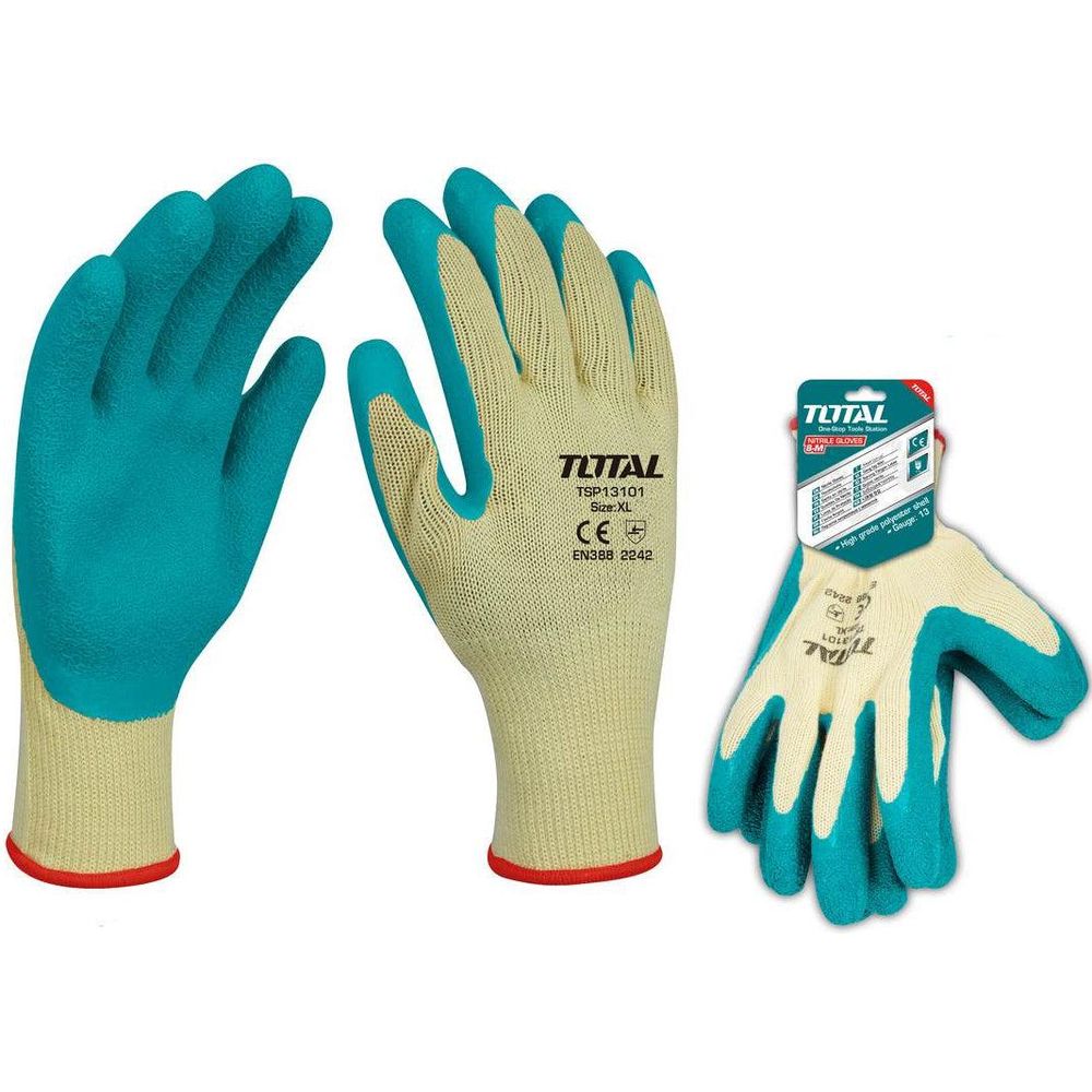 Total TSP13101 Cotton Gloves with Latex Palm | Total by KHM Megatools Corp.