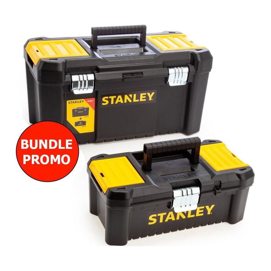 Stanley 75-772 Metal Latch Plastic Tool Box 19" +12.5 Bundle (Essential) - KHM Megatools Corp.