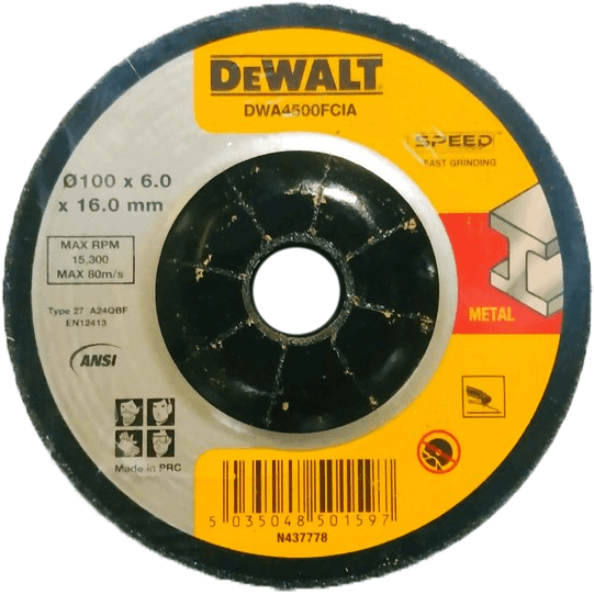 Dewalt DWA4500FCIA Grinding Disc 4" For Metal - KHM Megatools Corp.