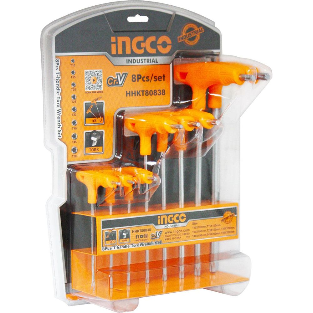 Ingco HHKT80838 8pcs Torx Allen Key Wrench Set (T-Handle)