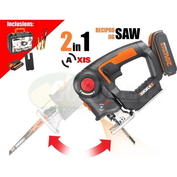 Worx WX550 20V 2in1 Saw Cordless Reciprocating Saw Jigsaw