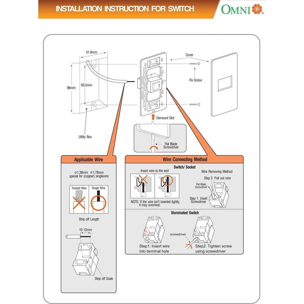 Omni P2-S13/DM-PK Dimmer Switch & 1-Way Switch in Plate (Flush Type) | Omni by KHM Megatools Corp.