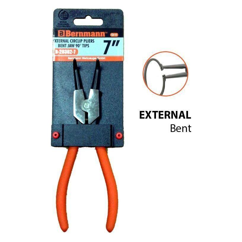 Bernmann External Snap Ring Pliers 7" (Bent Jaw) - Goldpeak Tools PH Bernmann