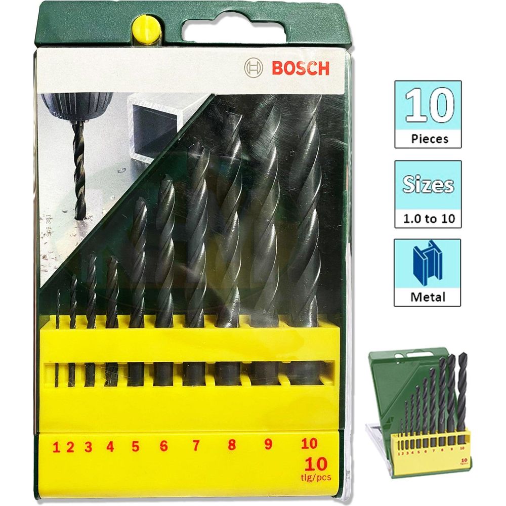 Bosch 10pcs HSS Metal Drill Bit Set (2607019442) | Bosch by KHM Megatools Corp.