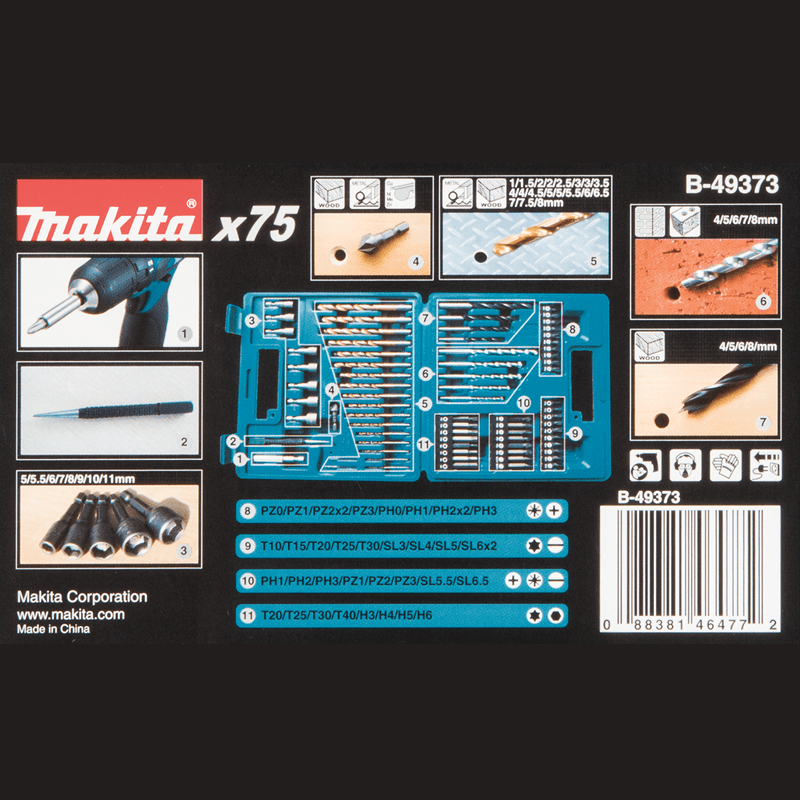 Makita B-49373 75 Pc. Metric Drill and Screw Bit Set - Goldpeak Tools PH Makita