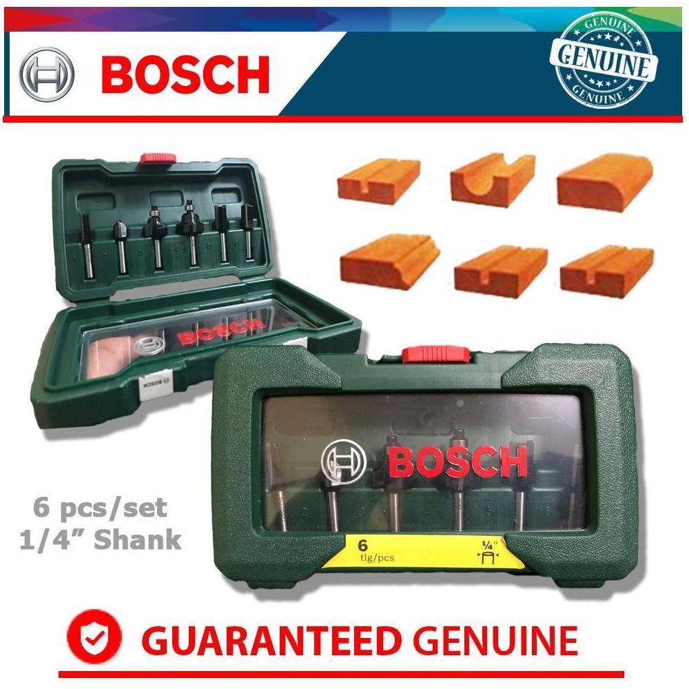 Bosch Router Bit Set 1/4" Shank (6pcs) - Goldpeak Tools PH Goldpeak Tools PH
